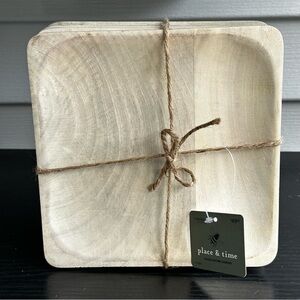 Place & Time Wooden Food Safe Appetizers Plates Set of 4